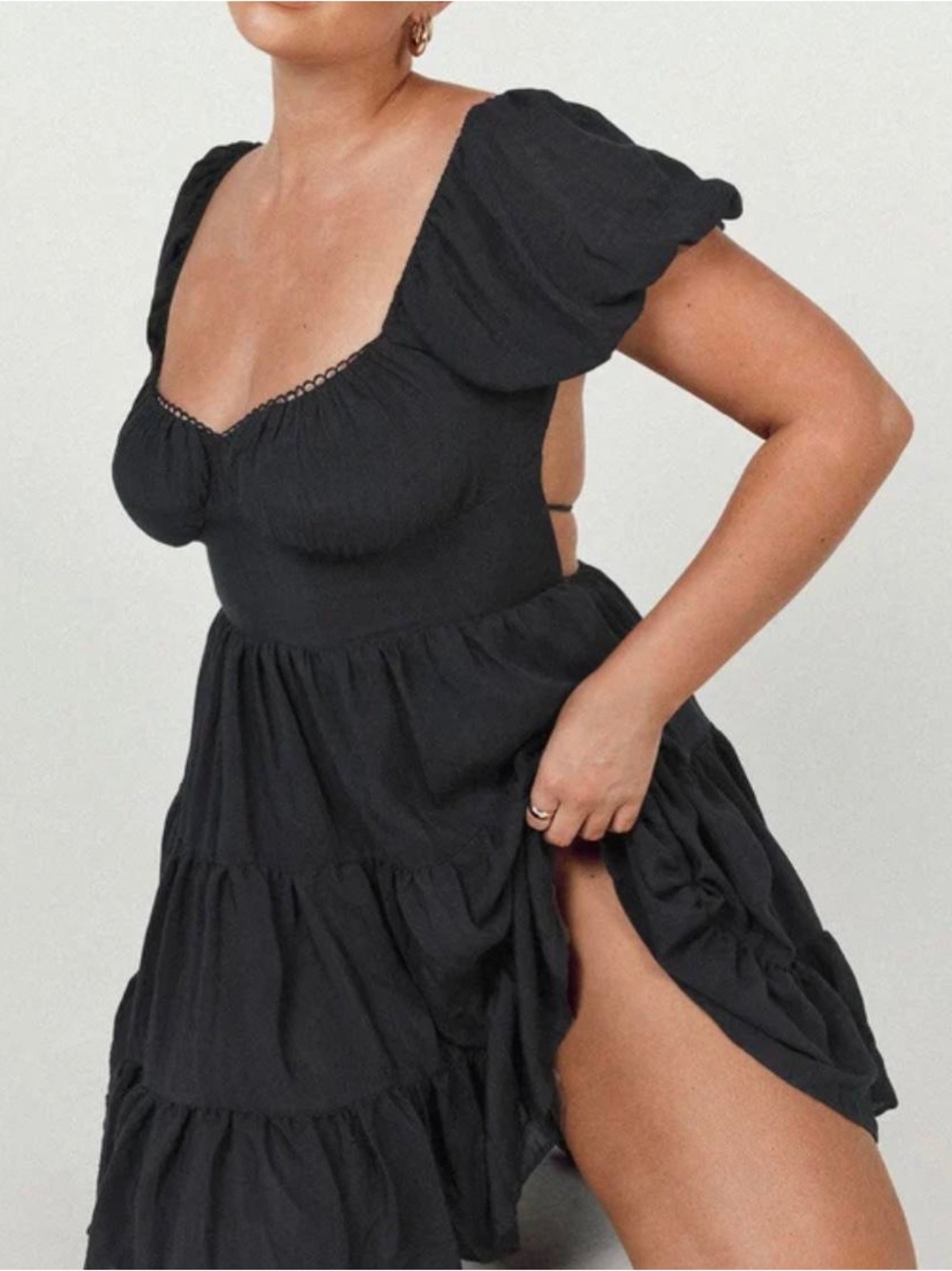 Princess Polly Black Ruffled Off-Shoulder Top